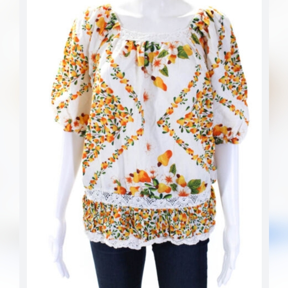 Atelier Nicole Miller Cashew Fruit Print Boho Tunic Top. NWOT - Picture 6 of 16